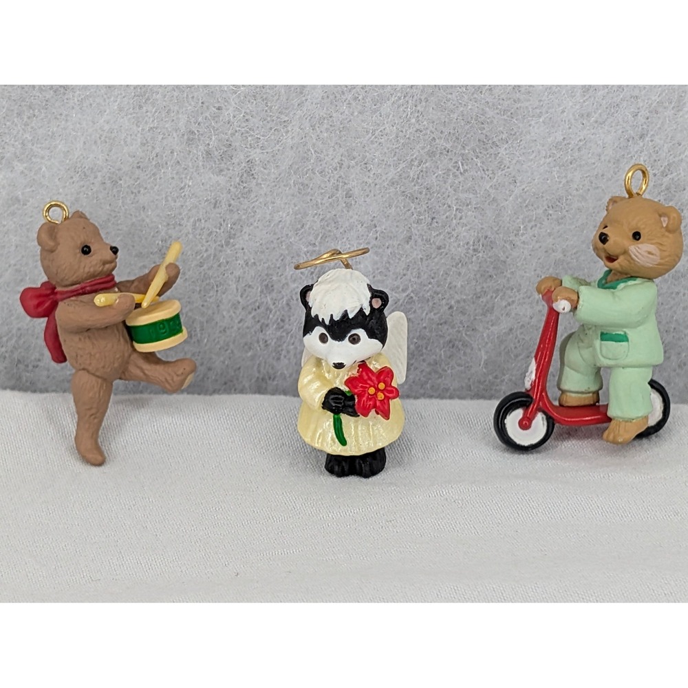 Hallmark Keepsake Miniature Ornaments 1994 Set of 3‎ Bear Skunk Angel
